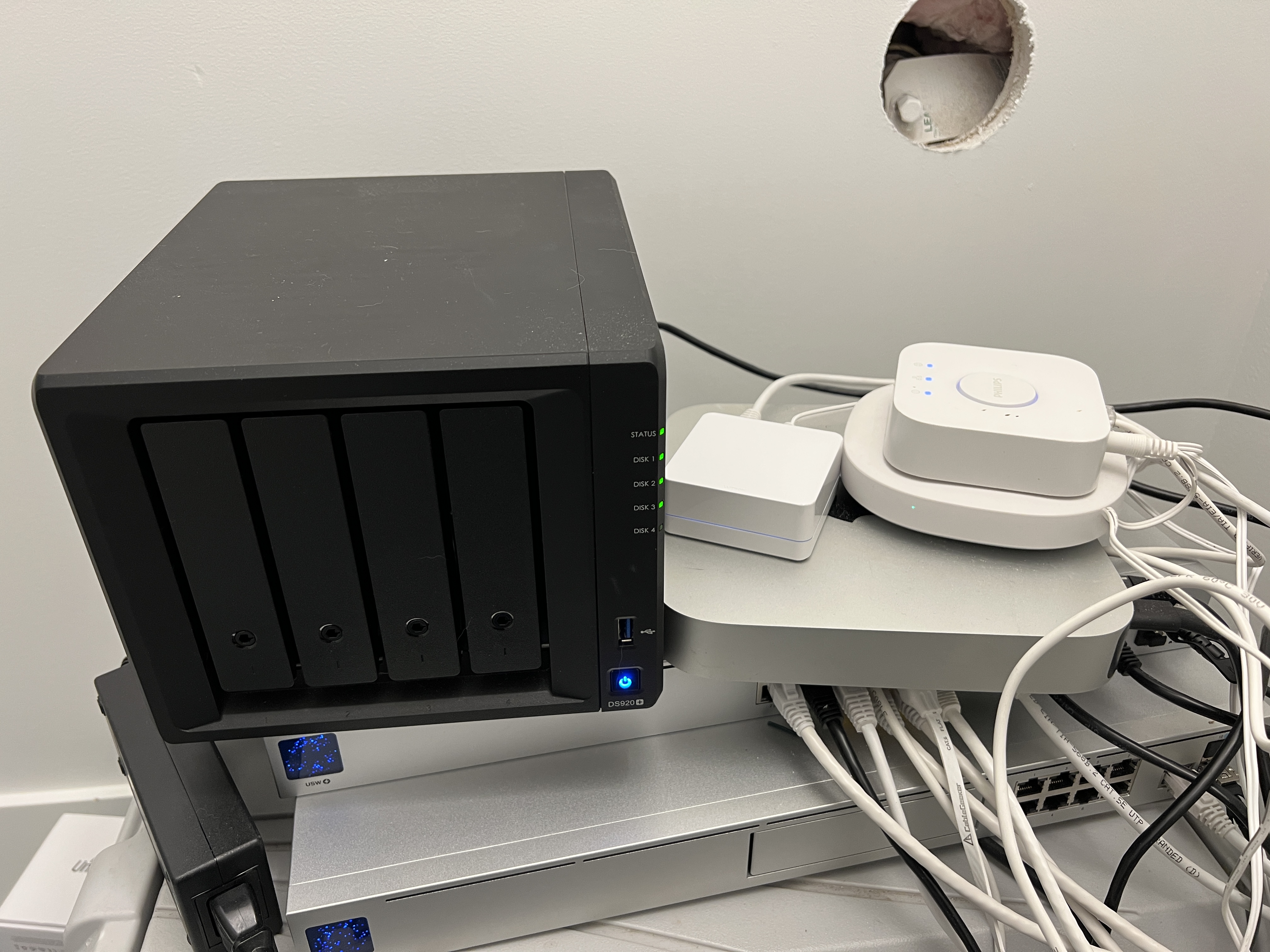 Owen's smart hubs in a closet