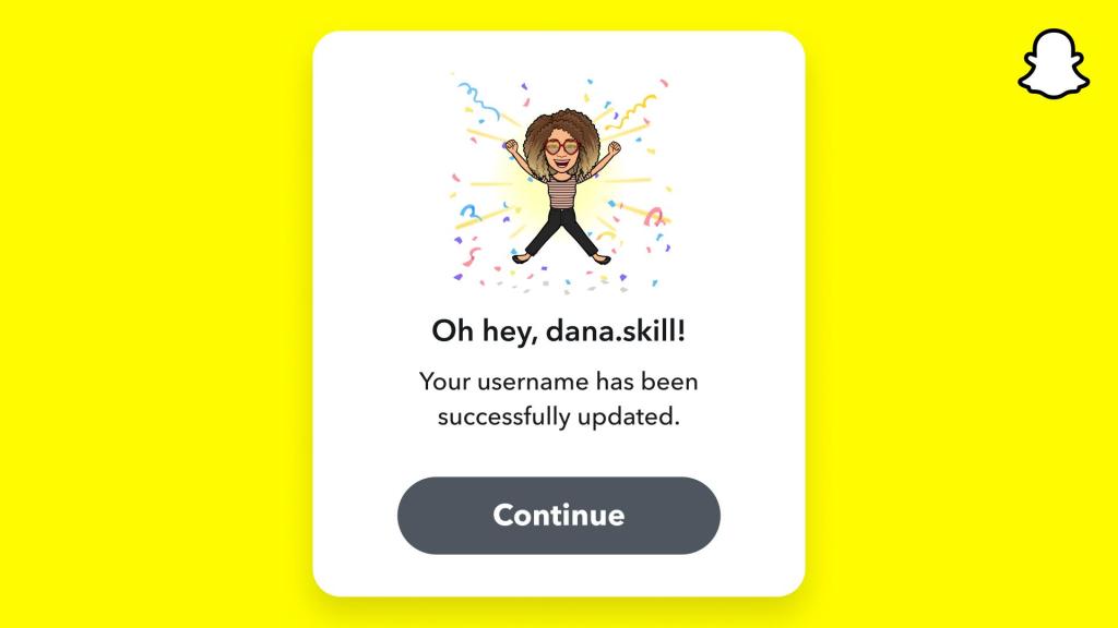 change your username in snapchat, congrats screen