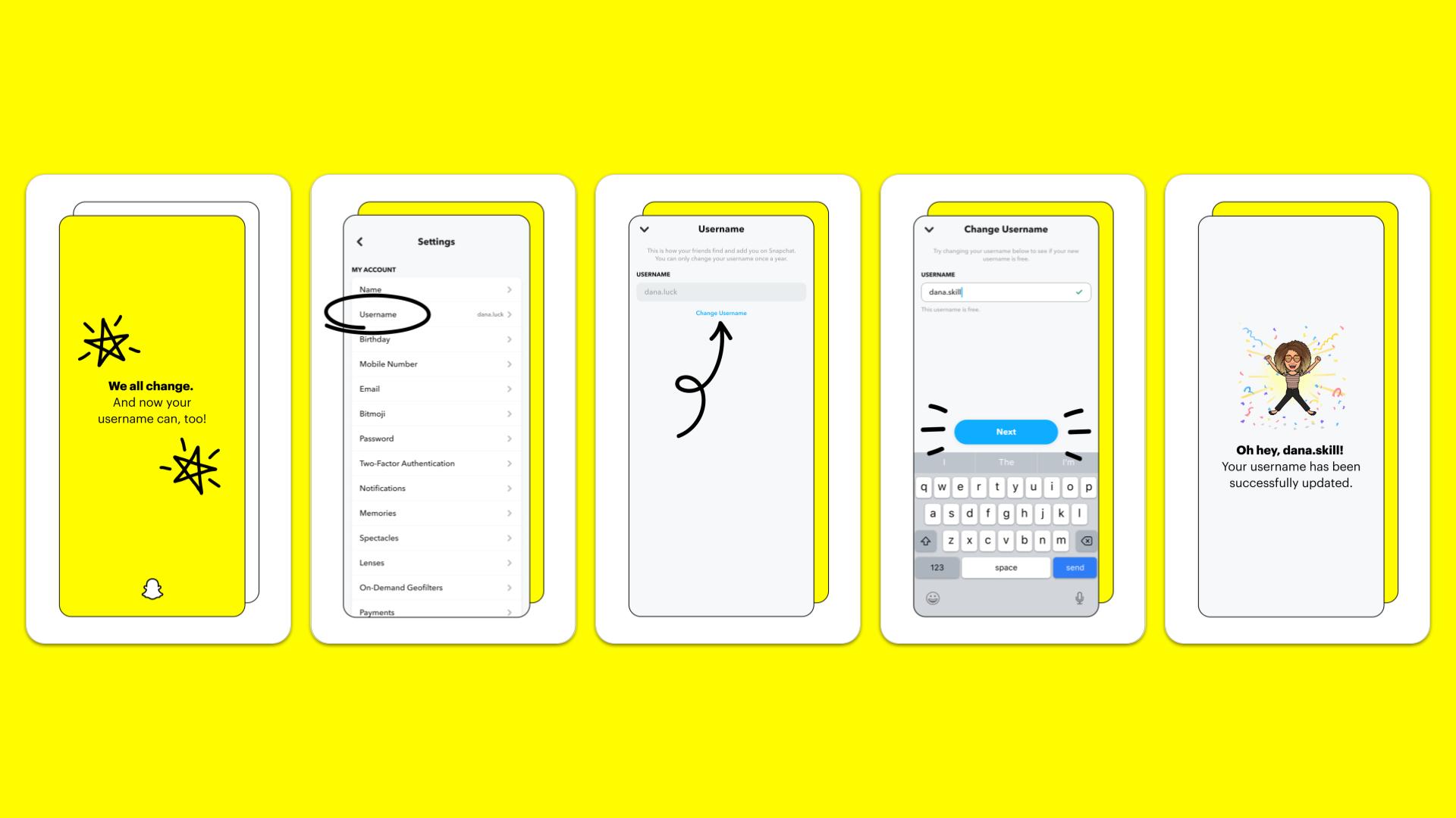 change your username in snapchat