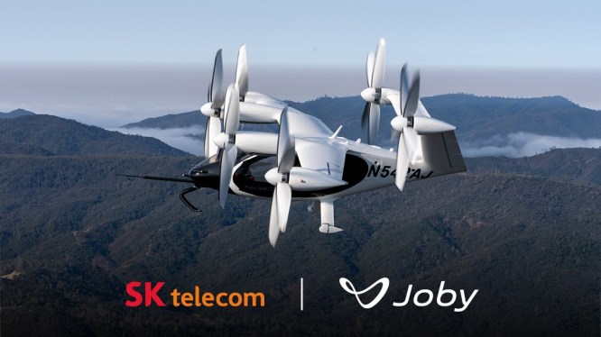 Joby Aviation evtol with SK Telecom and Joby logo