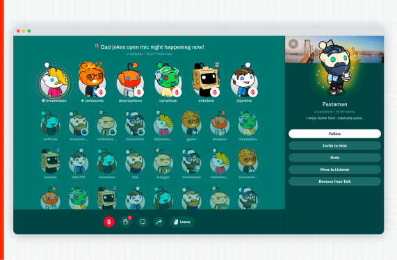 Reddit Talk user interface