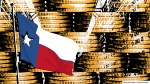Texas flag over coins