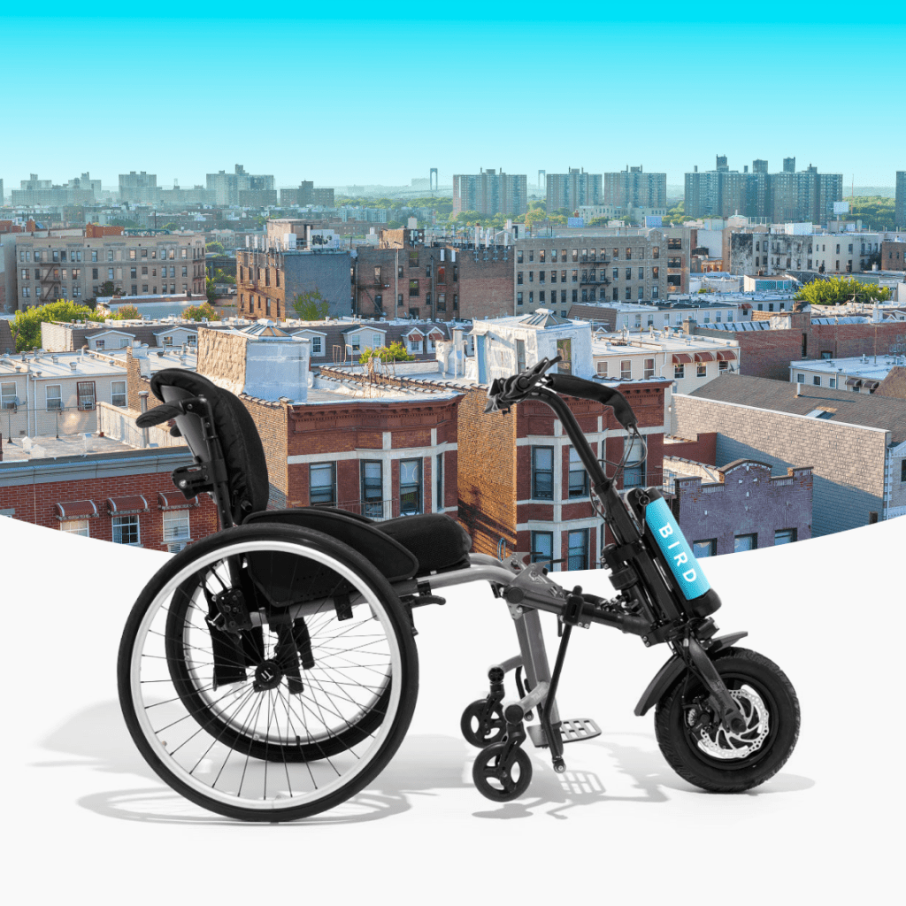 bird adaptive scooter attachment to wheelchair