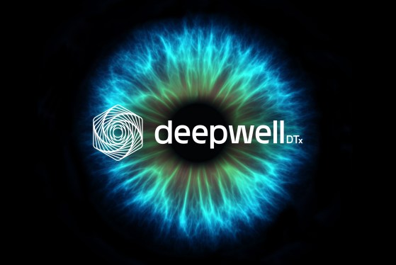 The DeepWell logo in front of a stylized eye iris.