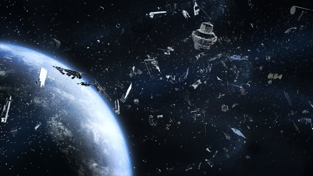 Space debris orbiting Earth