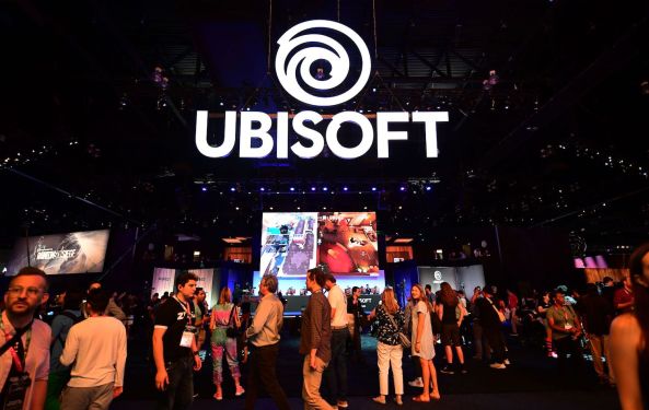 Ubisoft gaming event with people around a convention center