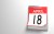 18th of April desktop calendar page for US Tax Day isolated on white background. Easy to crop for all your social media or print sizes.