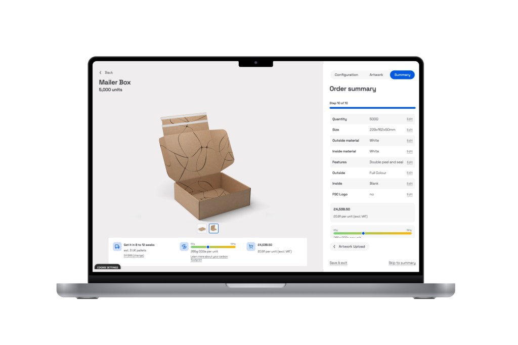 Sourceful's packaging design optimization interface