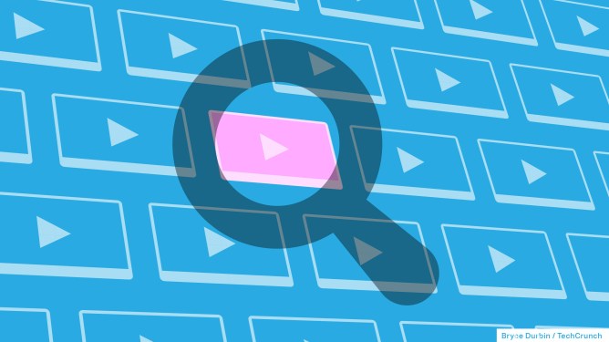 Illustration of a magnifying glass over several video windows.