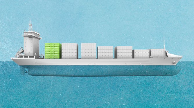 CG render of a Fleetzero ship in water.