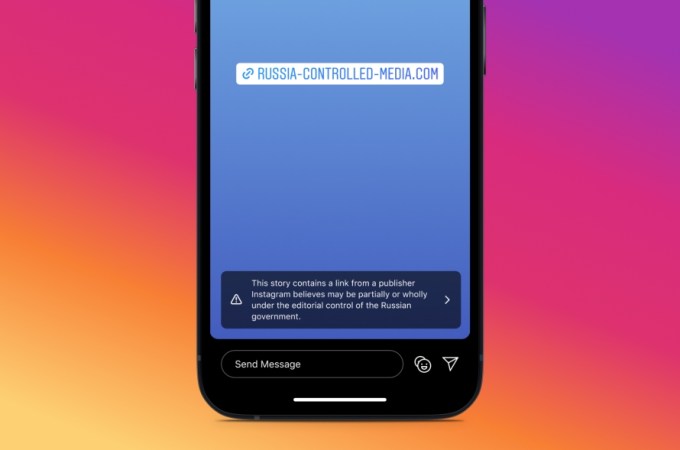 Russian state media warning on Instagram