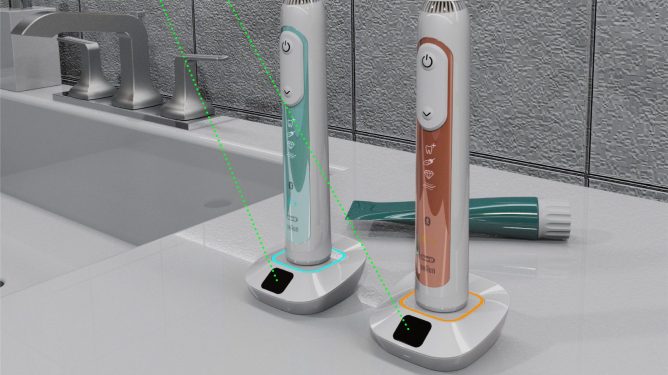 Toothbrush holders, with wireless charging