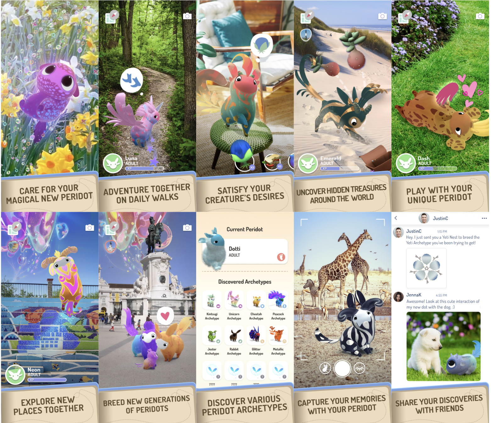 A grid of Peridot gameplay screenshots