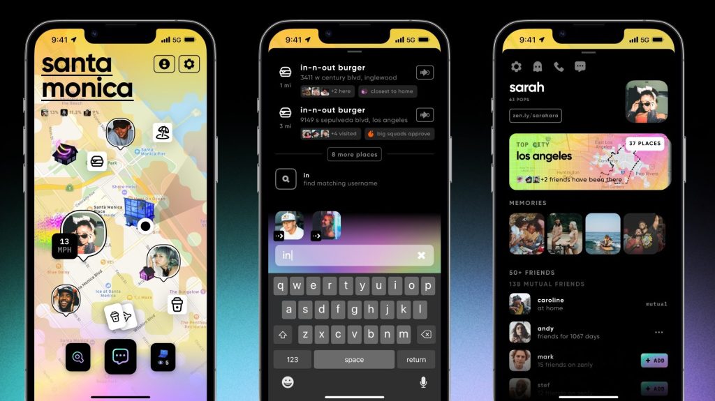 Screenshots of the all-new Zenly