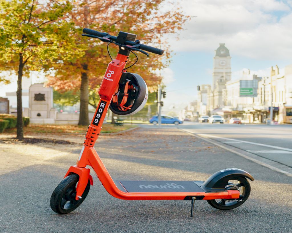 Neuron Mobility e-scooter on street in Australia