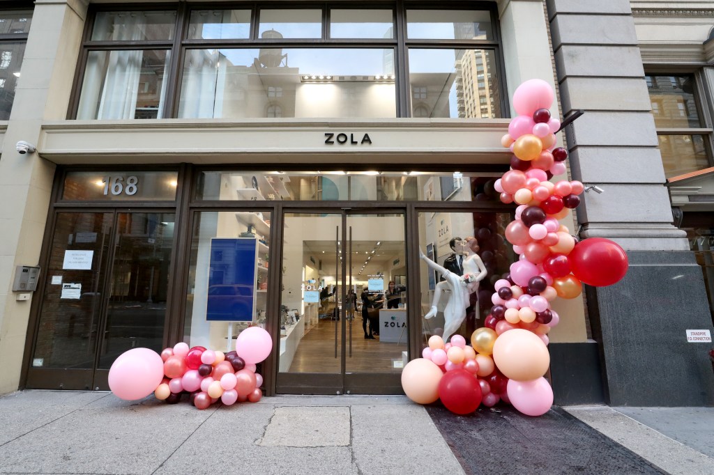The outside storefront of a Zola store in New York City