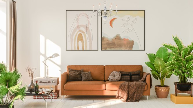 Living room in boho style