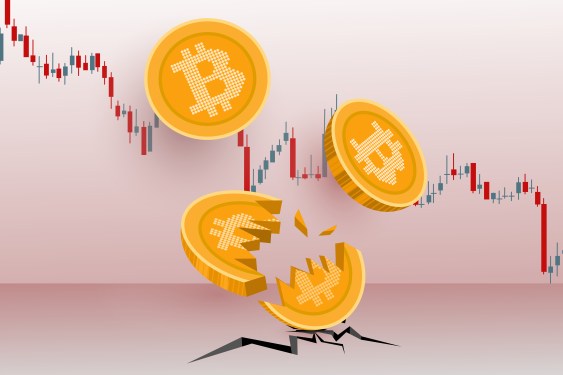Illustration representing falling cryptocurrency values.