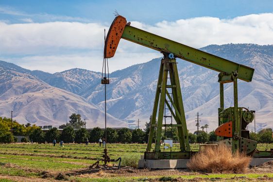 An oil derrick in California.