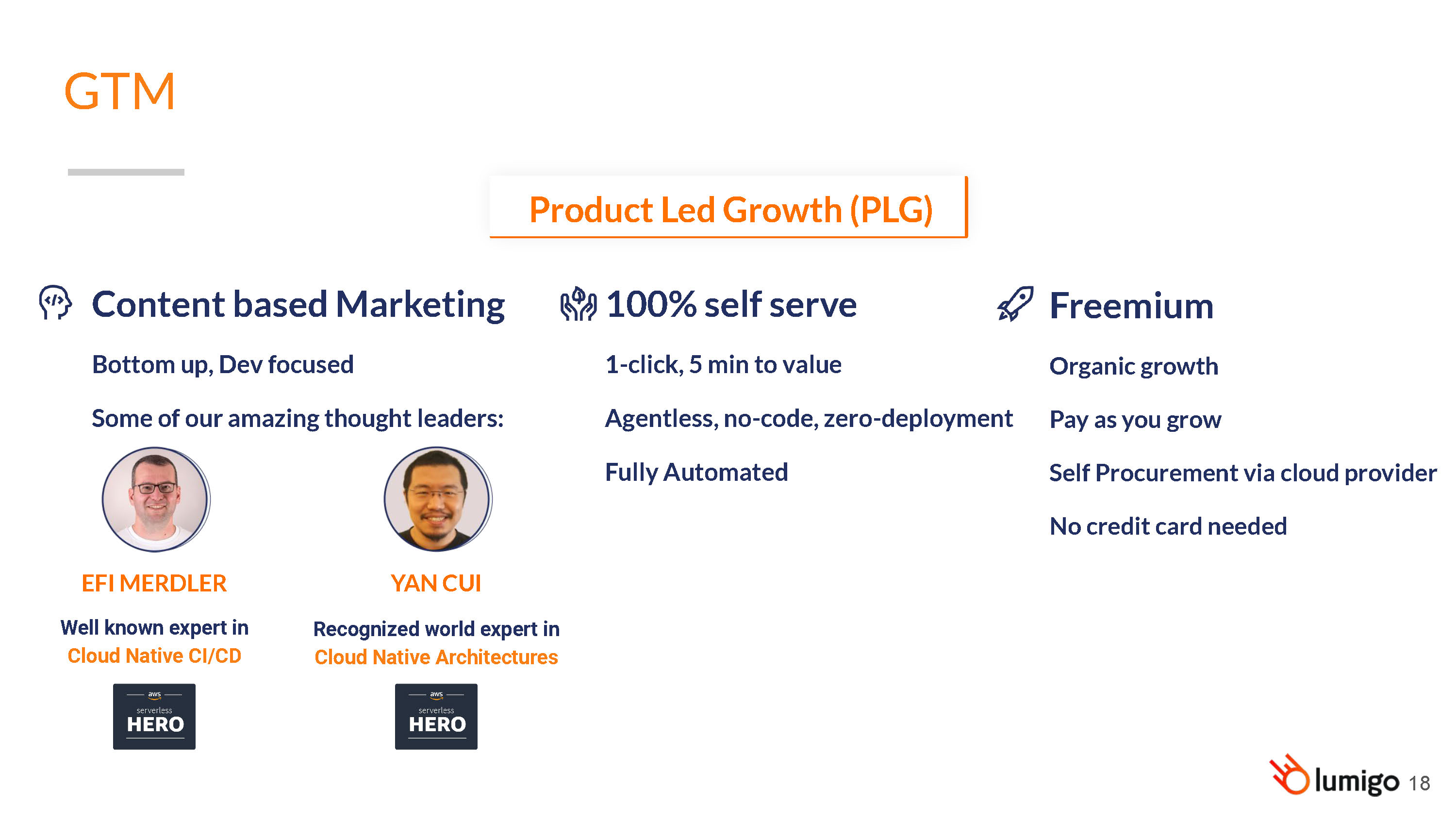 Lumigo go to market slide