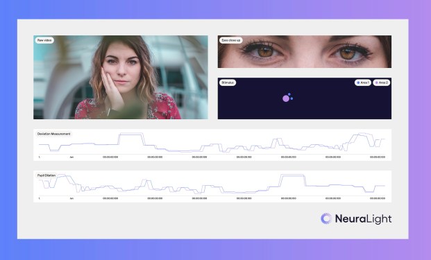 Simulated screenshot of the NeruaLight eye-tracking interface.
