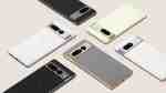 Pixel smartphones laid out on table