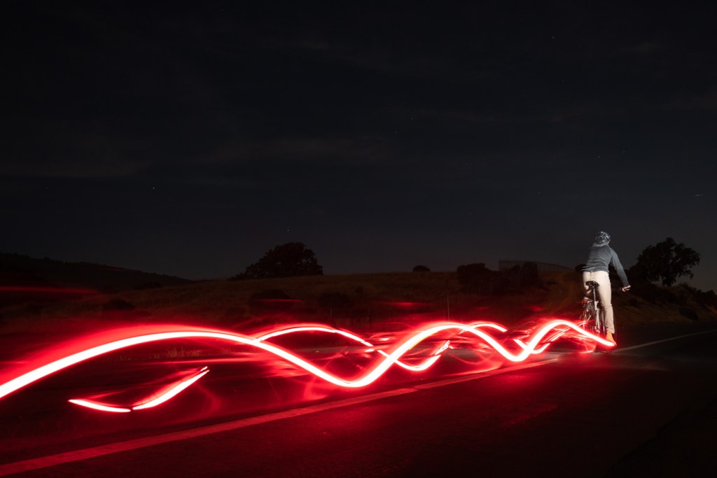 Bicycle pedals are making a beautiful shape with a long exposure photo