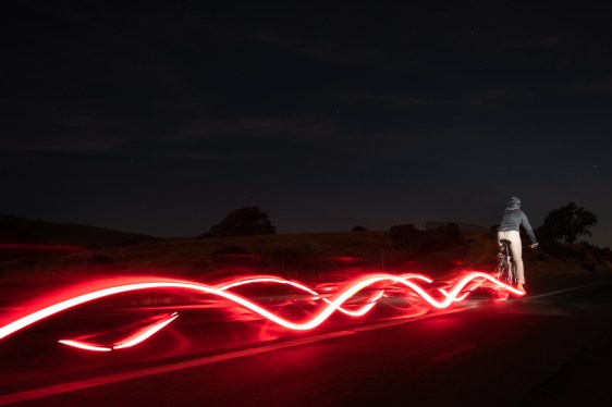 Bicycle pedals are making a beautiful shape with a long exposure photo