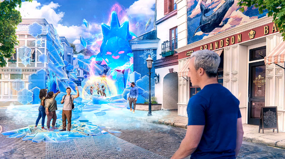 A real-world photo with animated overlays