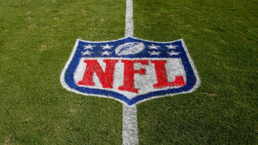 NFL logo on a football field
