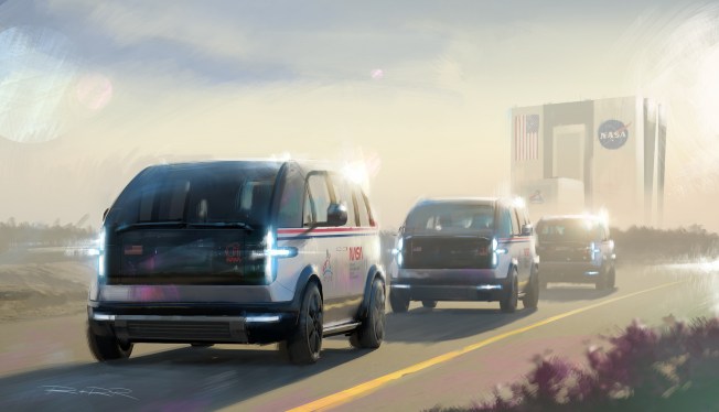 Canoo inspirational rendering of NASA crew transportation vehicles