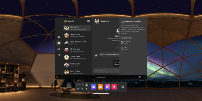 end to end encryption in messenger app in vr