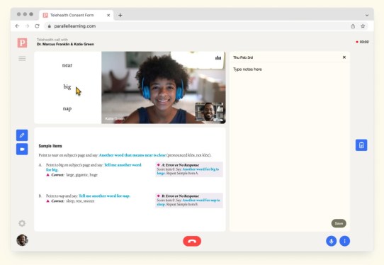 Screenshot of the Parallel Learning tutoring and assessment interface