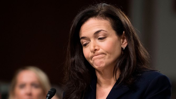 Facebook COO Sheryl Sandberg testifies before the Senate Intelligence Committee on Capitol Hill in Washington, DC, on September 5, 2018