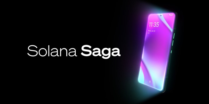 front view Solana Saga smartphone