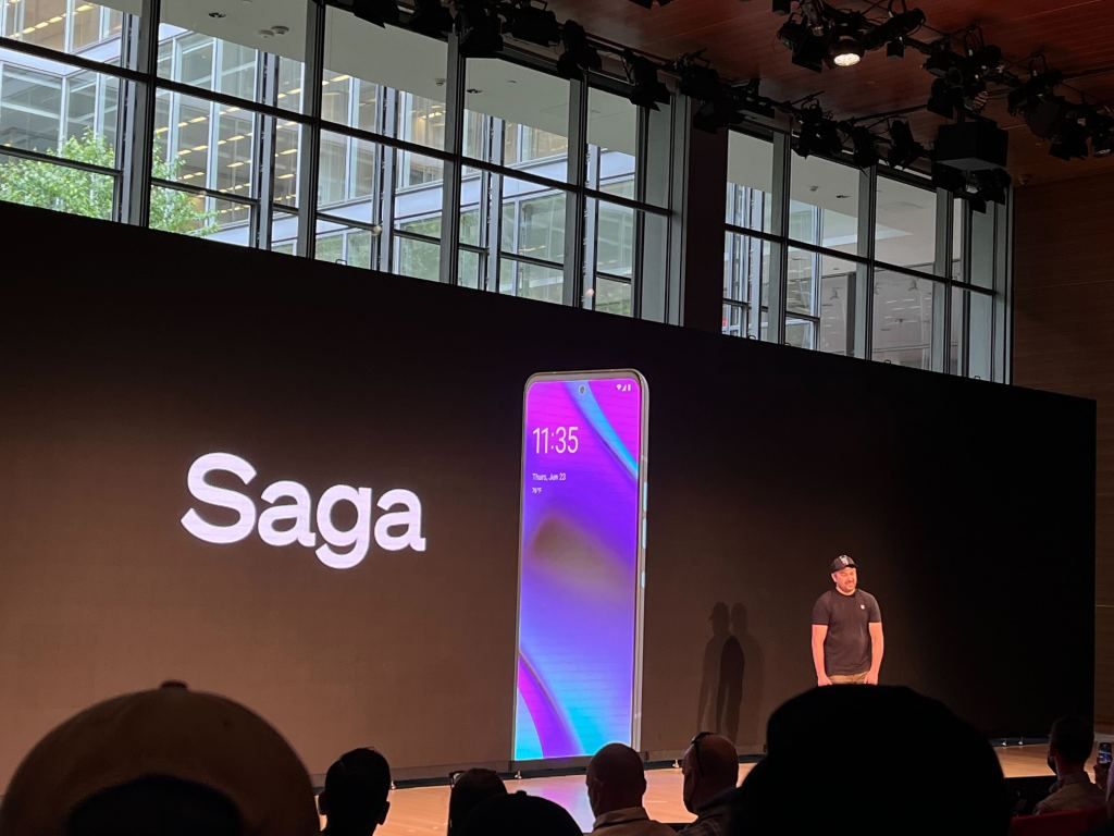 An image of Anatoly Yakovenko, co-founder of Solana Labs, at the launch of Saga, a web3 crypto Android smartphone in NYC