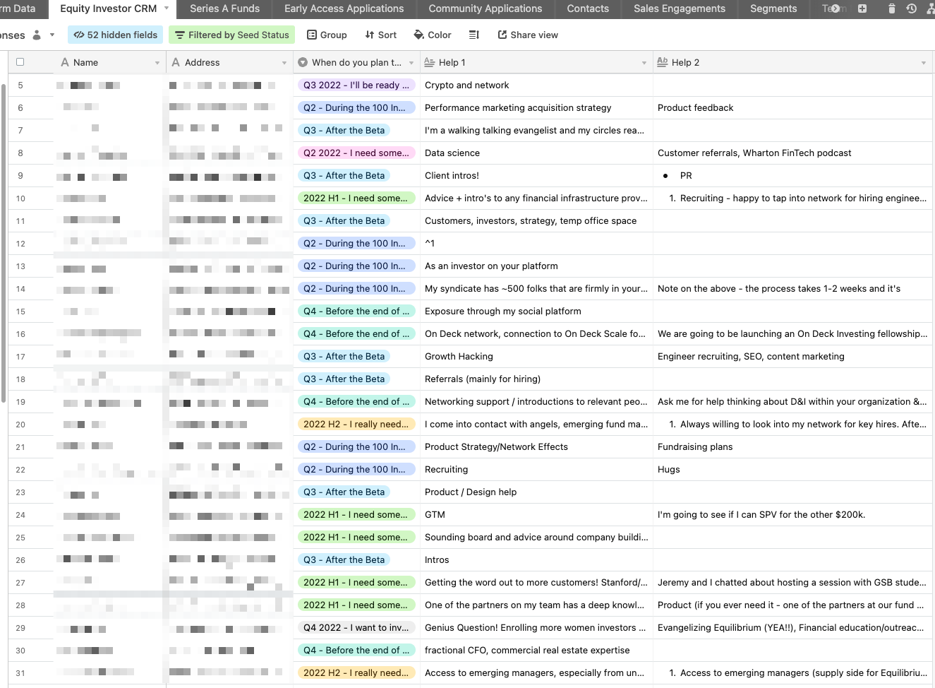 Equi's investor database