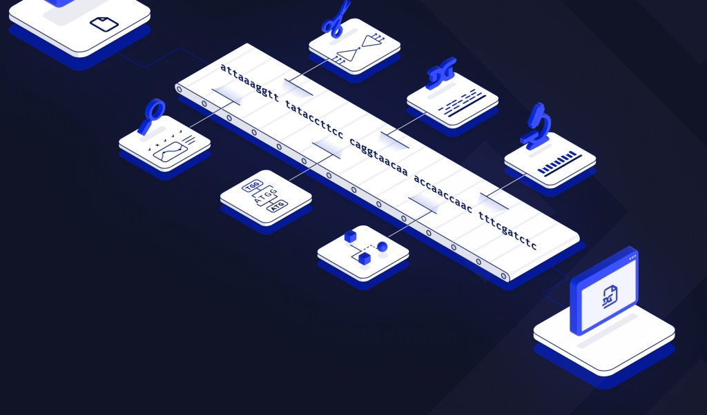 An illustration of data being passed into LatchBio's system.