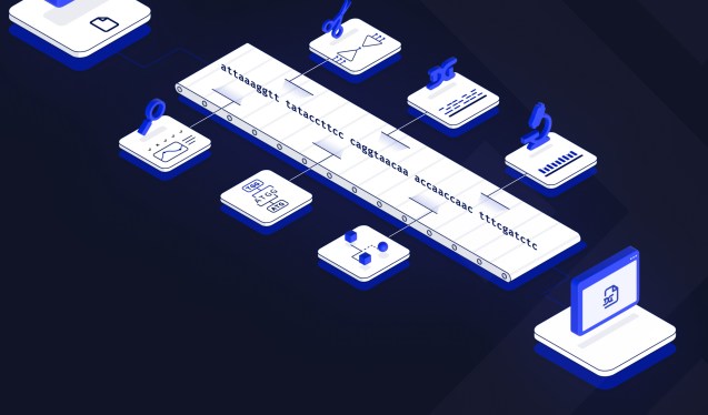 An illustration of data being passed into LatchBio's system.