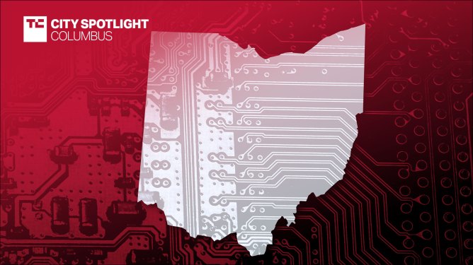 Silicon chip with Ohio shape. Text reads "TC City Spotlight: Columbus"