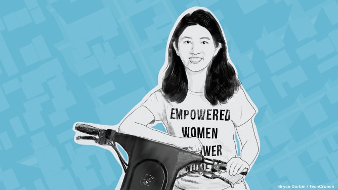 illustration of Veo founder Candice Xie with blue background