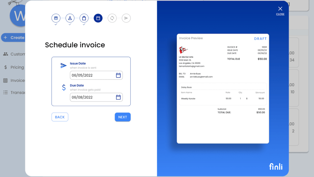 Finli invoice builder
