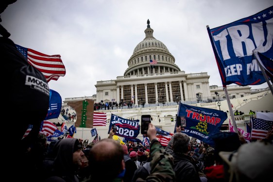 Trump supporters storming the Capitol building on January 6