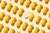 Pill bottles on a patterned background