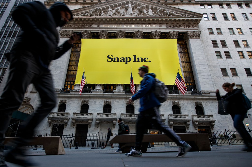 Snap banner at NY stock exchange