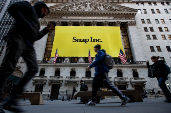 Snap banner at NY stock exchange