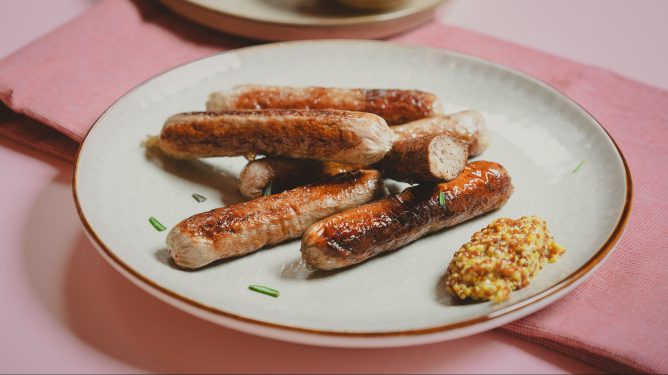 fake sausage on a plate