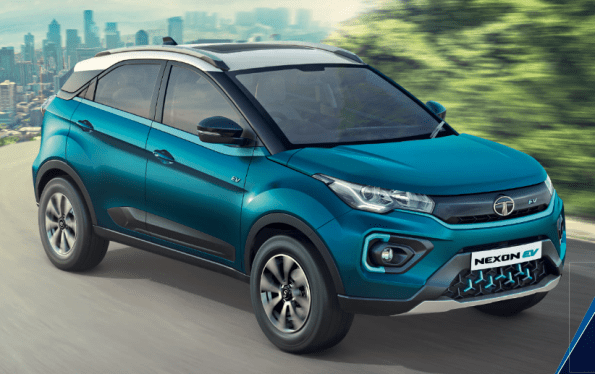 Tata Motors Nexon electric SUV in blue