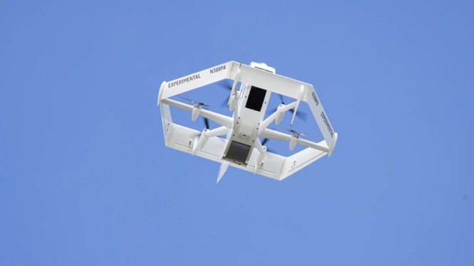 An Amazon Drone in the air