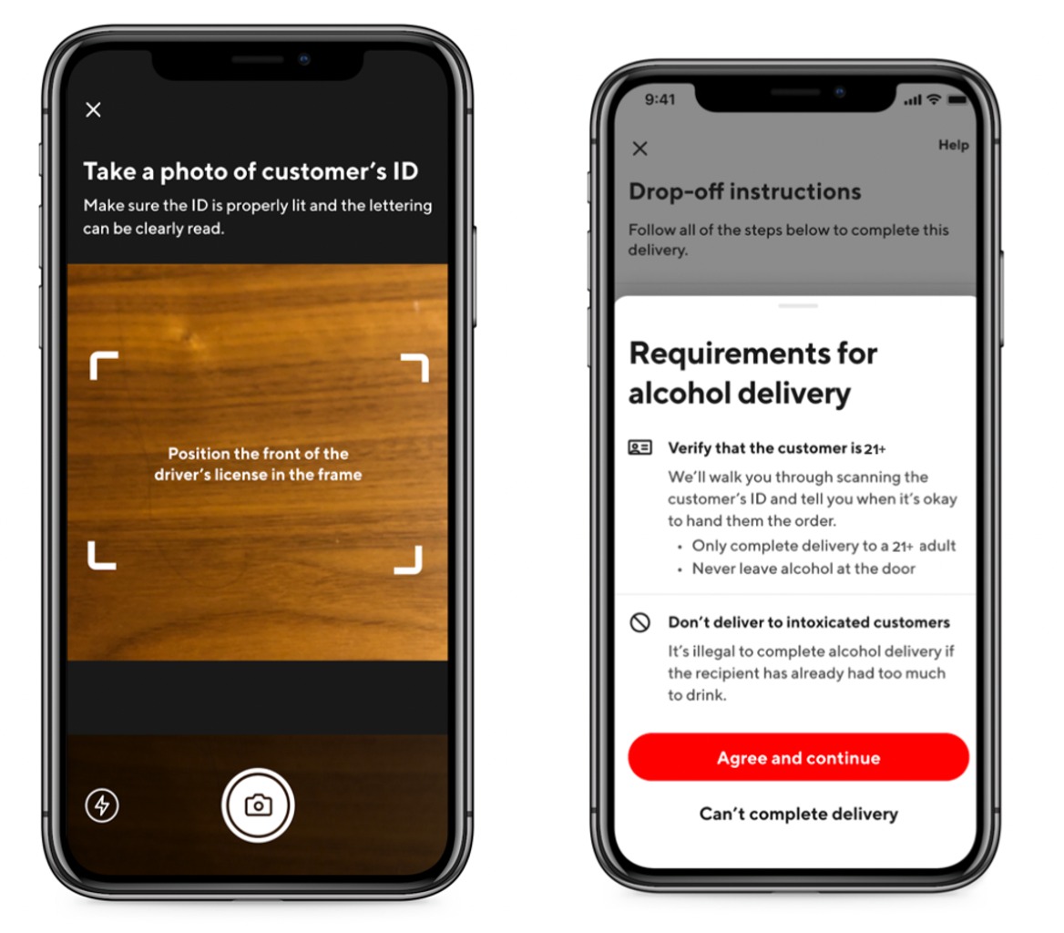 DoorDash ID verification for alcohol delivery